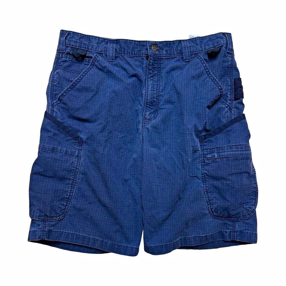 Carhartt Men’s Blue Canvas Cargo Shorts Cotton/Poly Flat Front Zip 103645-NVY